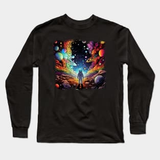 Surrealist space artwork with planets Long Sleeve T-Shirt